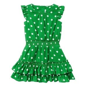 Janie and Jack Green Polka Dot Chiffon Dress